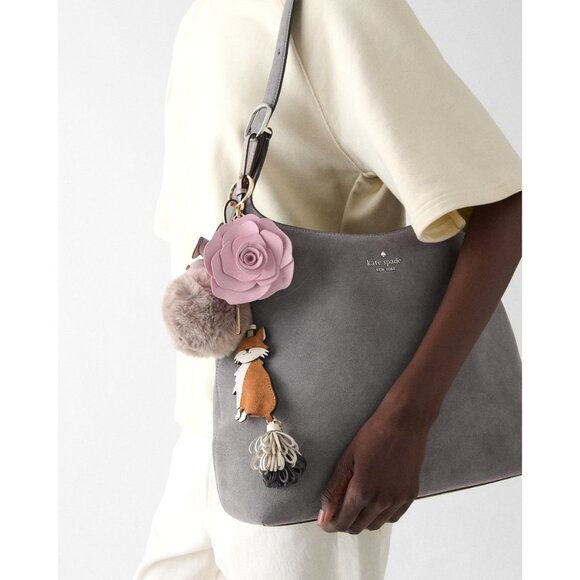 New Kate Spade Flora Flower Bag Charm Pink Horizon - Picture 2 of 4